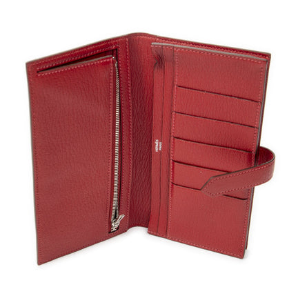 Hermes Bearn Wallet Pink Red Chable My Sole Leather — view 4