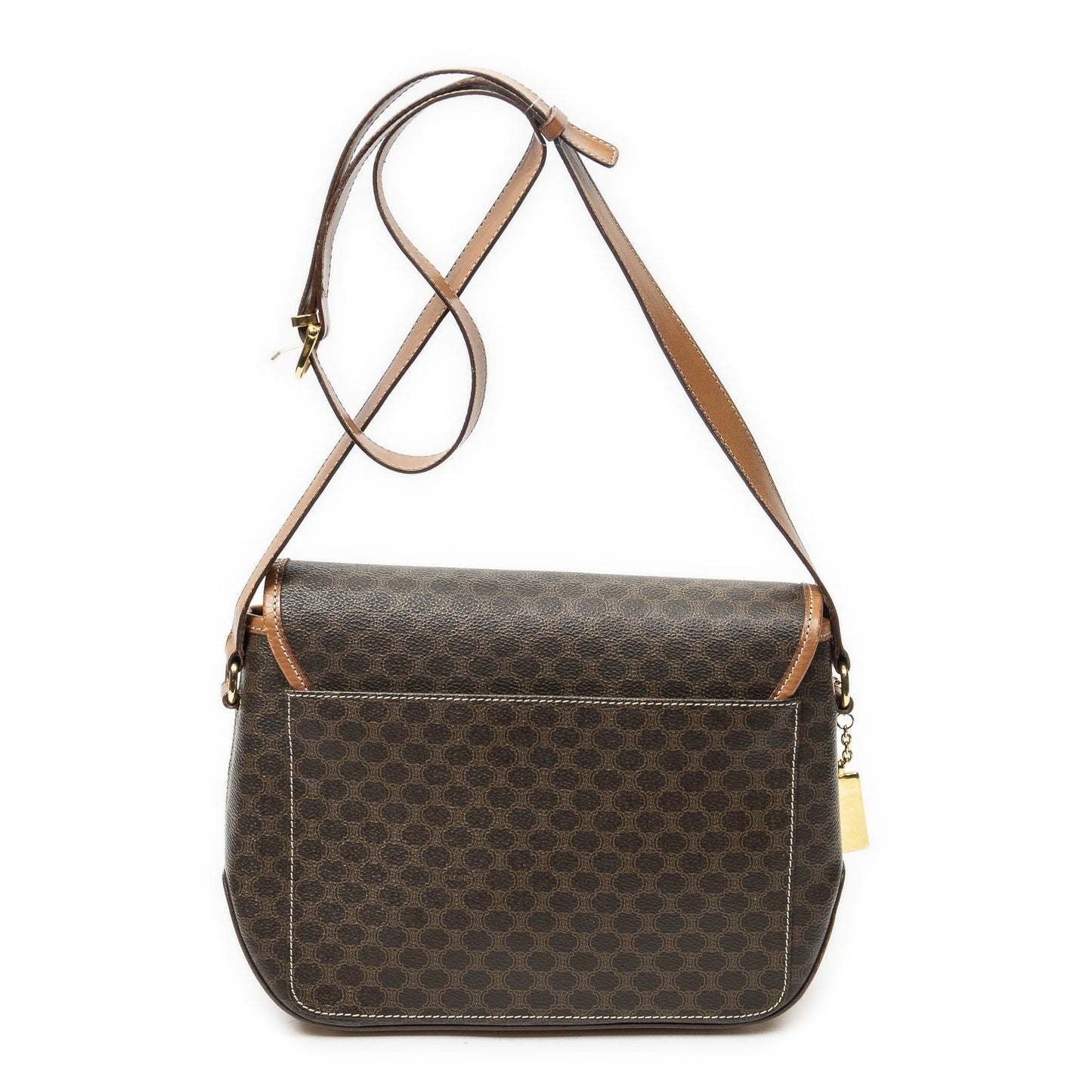 Celine Vintage Flap Messenger Brown Macadam Canvas — view 5