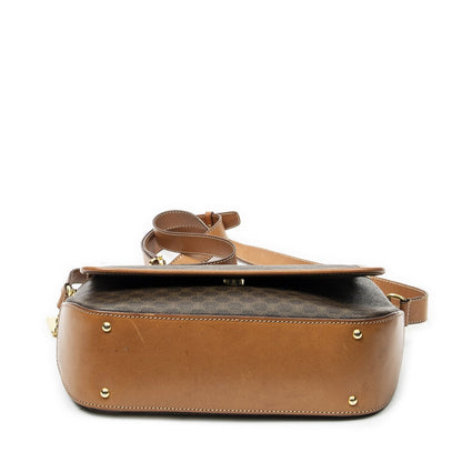Celine Vintage Flap Messenger Brown Macadam Canvas — view 6