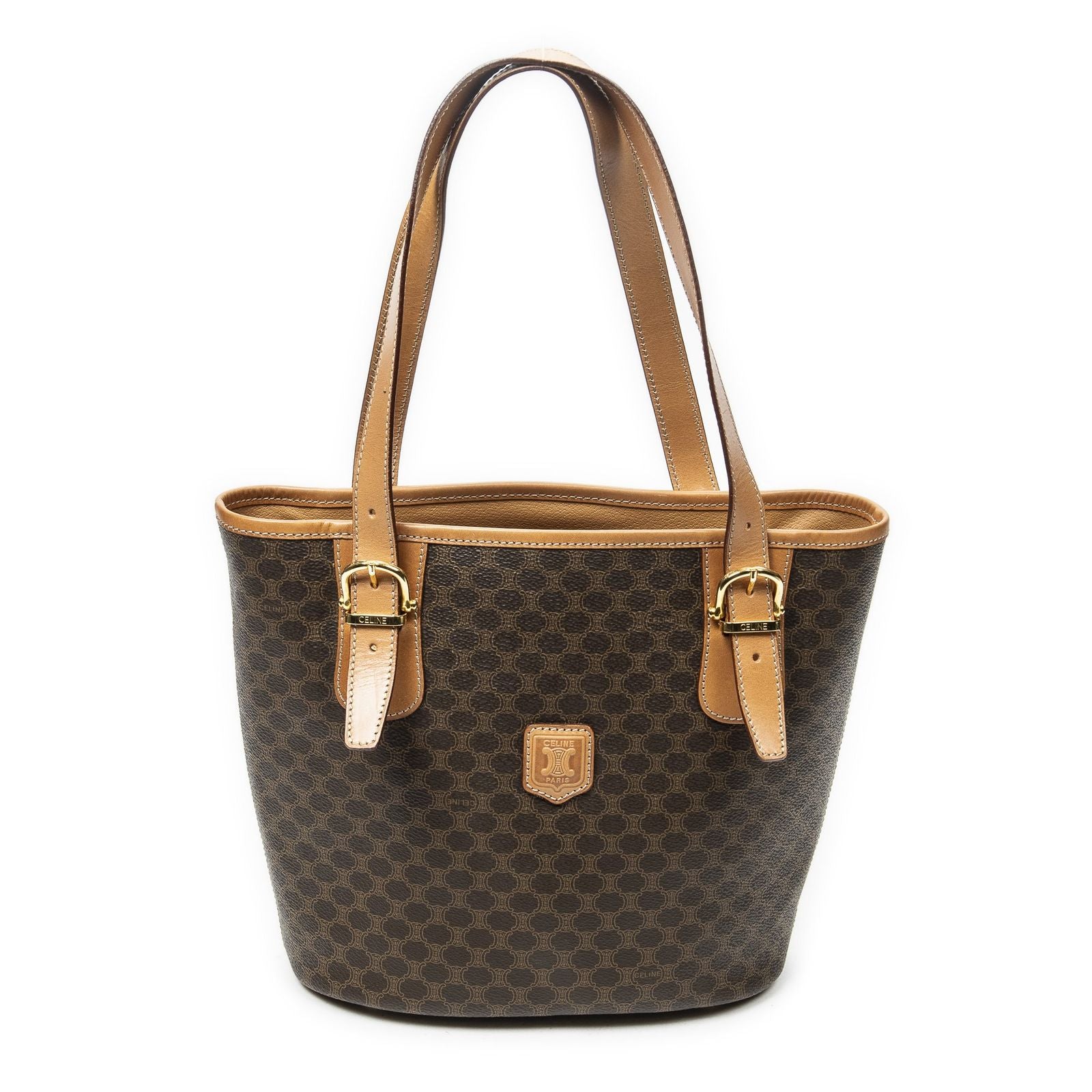 Celine Vintage Bucket Tote Brown Macadam Canvas
