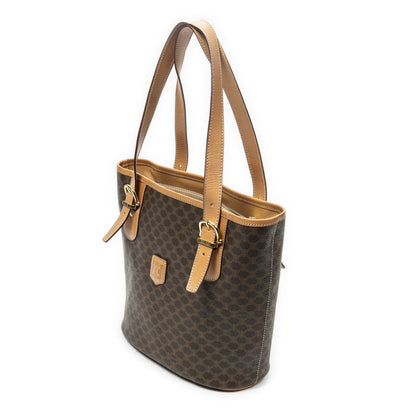 Celine Vintage Bucket Tote Brown Macadam Canvas — view 2