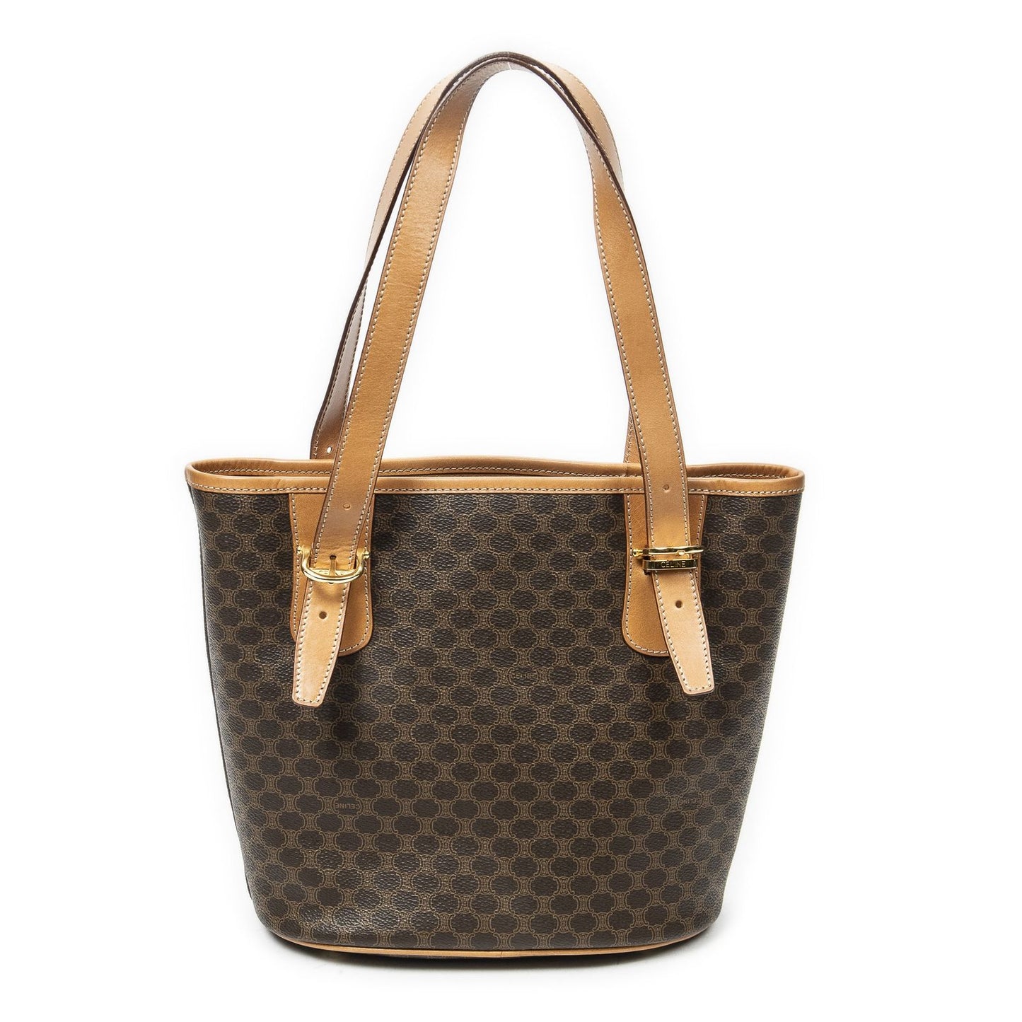 Celine Vintage Bucket Tote Brown Macadam Canvas — view 5