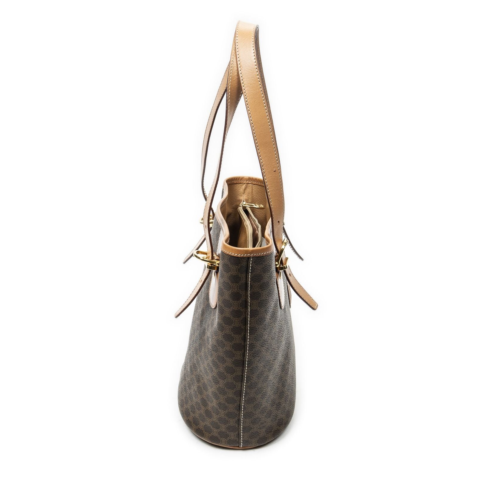 Celine Vintage Bucket Tote Brown Macadam Canvas — view 4
