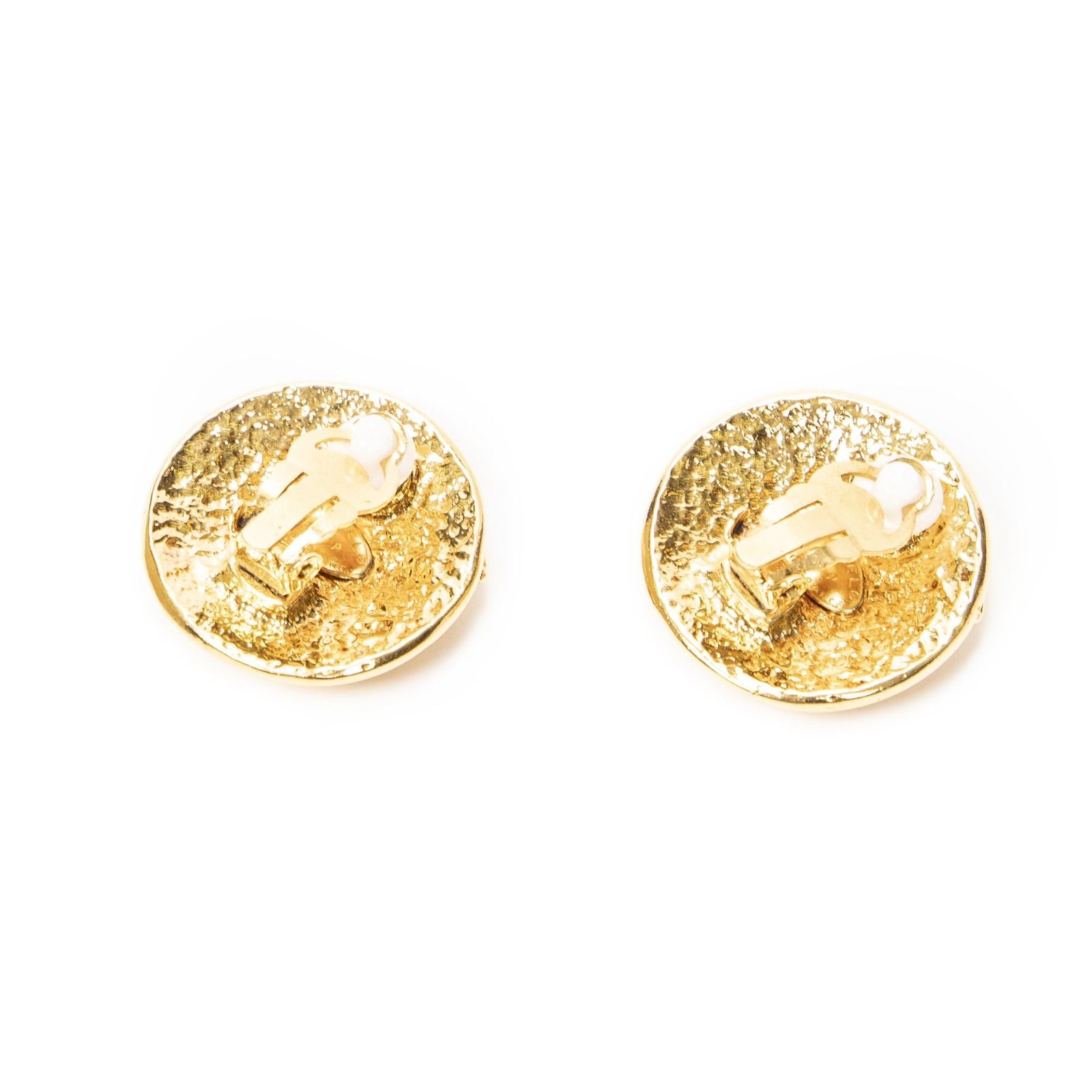 Chanel CC Logo Round Clip Type Earrings Gold Plated — view 2