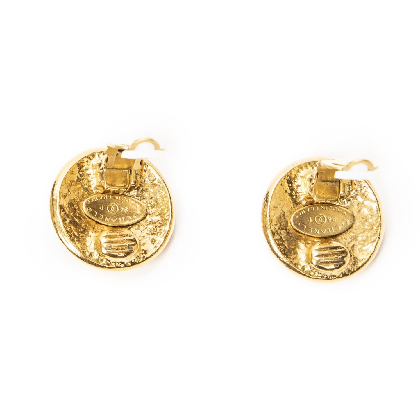 Chanel CC Logo Round Clip Type Earrings Gold Plated — view 3
