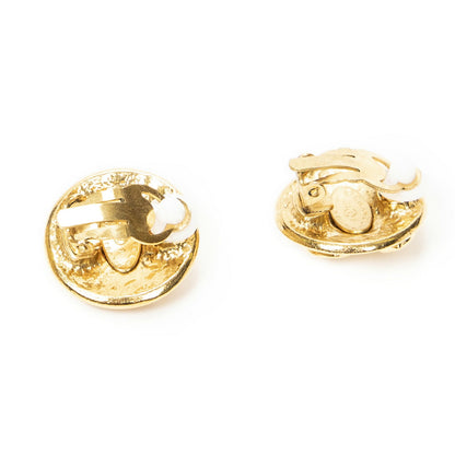 Chanel CC Logo Round Clip Type Earrings Gold Plated — view 2