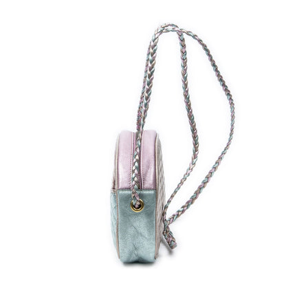 Gucci Trapuntata Mini Camera Crossbody Light Pink Light Blue Matelasse Metallic — view 3