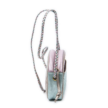 Gucci Trapuntata Mini Camera Crossbody Light Pink Light Blue Matelasse Metallic — view 4