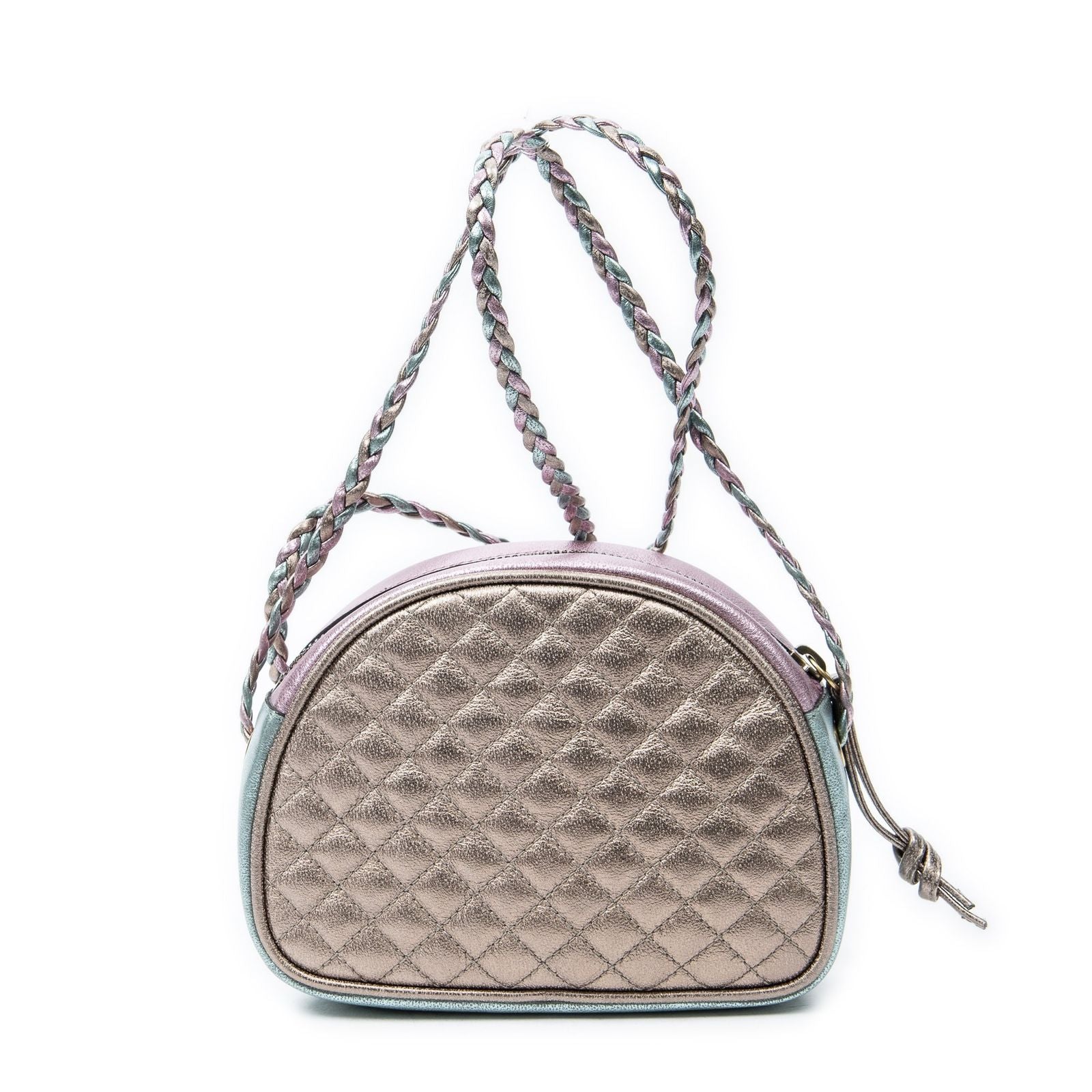 Gucci Trapuntata Mini Camera Crossbody Light Pink Light Blue Matelasse Metallic — view 5