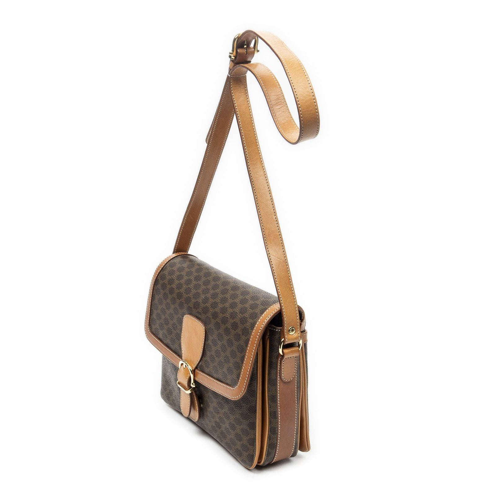 Celine Vintage Bucket Crossbody Brown Macadam Canvas — view 2