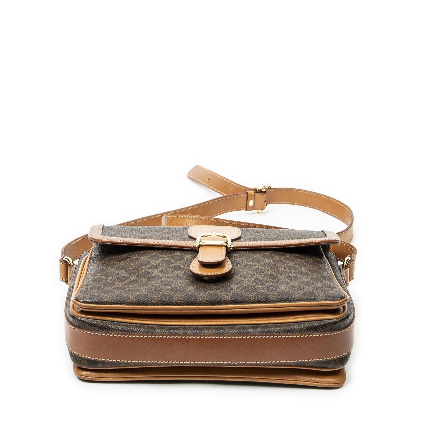 Celine Vintage Bucket Crossbody Brown Macadam Canvas — view 6