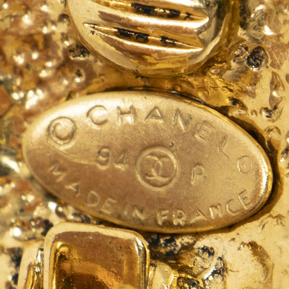 Chanel CC Logo Round Clip Type Earrings Gold Plated — view 3