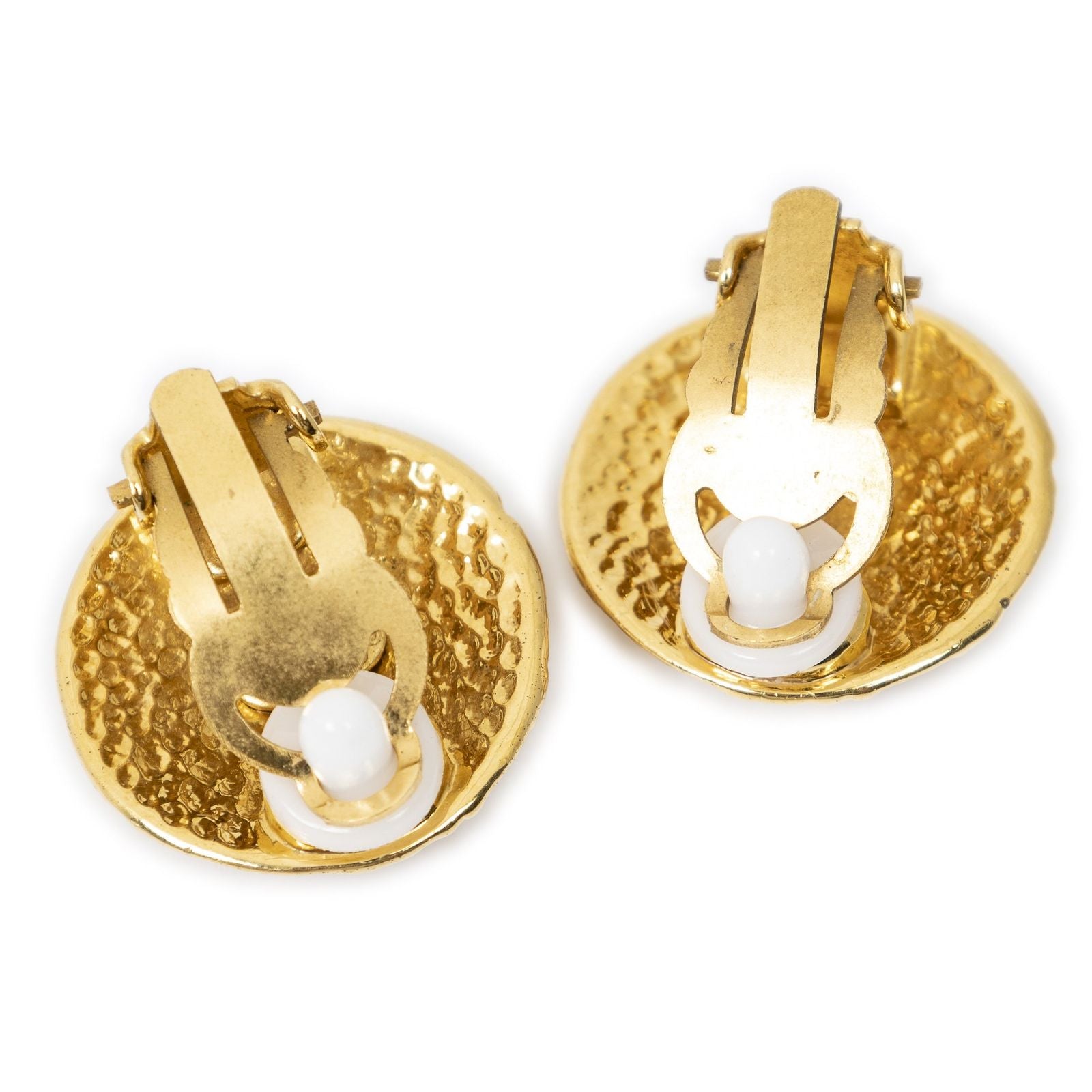 Chanel CC Logo Round Clip Type Earrings Gold Plated — view 2