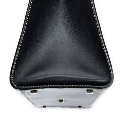 Gucci Vintage Push Lock Top Handle Black Smooth Scarf Skin Leather — view 7