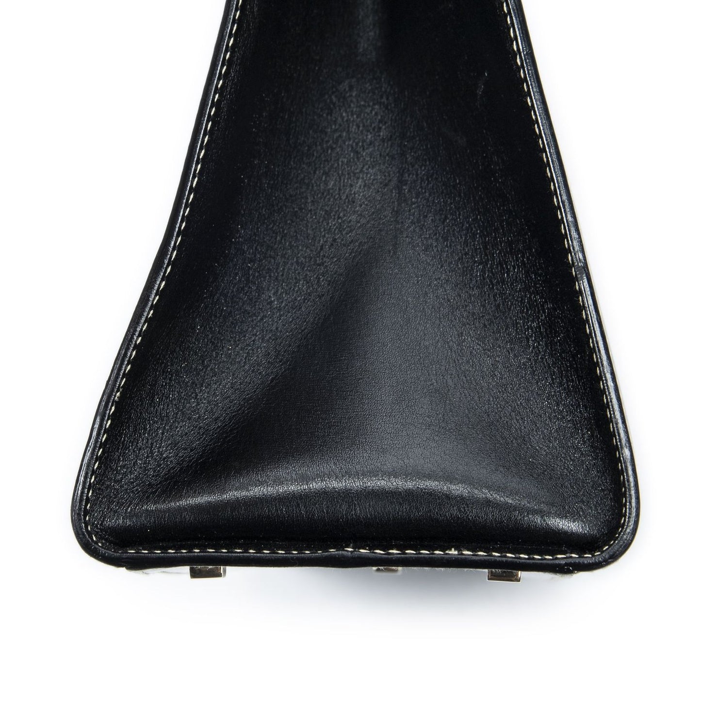 Gucci Vintage Push Lock Top Handle Black Smooth Scarf Skin Leather — view 8