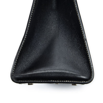 Gucci Vintage Push Lock Top Handle Black Smooth Scarf Skin Leather — view 8
