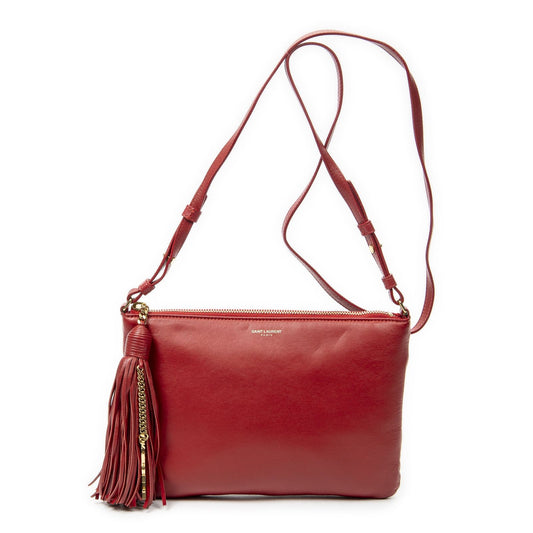 Saint Laurent Yves Teen Monogram Crossbody Red Calfskin Leather