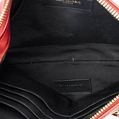 Saint Laurent Yves Teen Monogram Crossbody Red Calfskin Leather — view 9