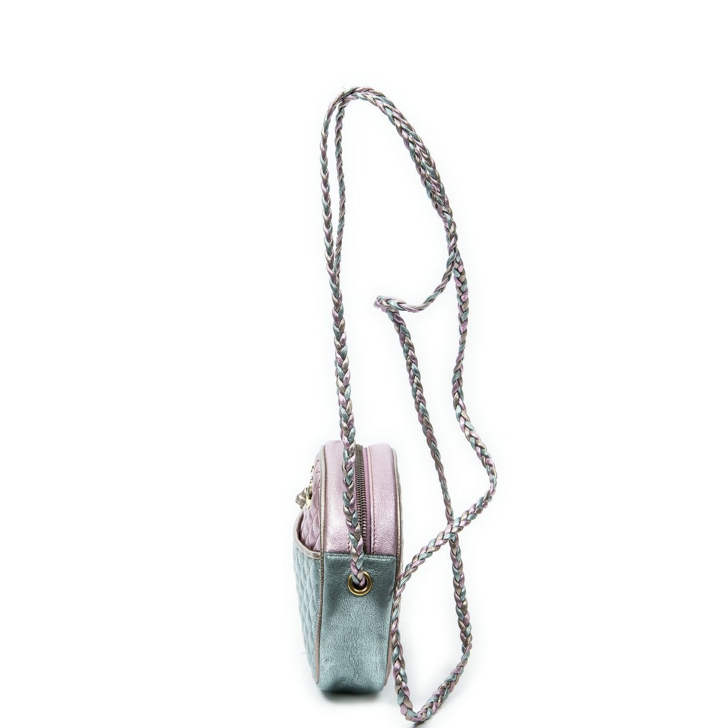 Gucci Trapuntata Mini Camera Crossbody Light Pink Light Blue Matelasse Metallic — view 3