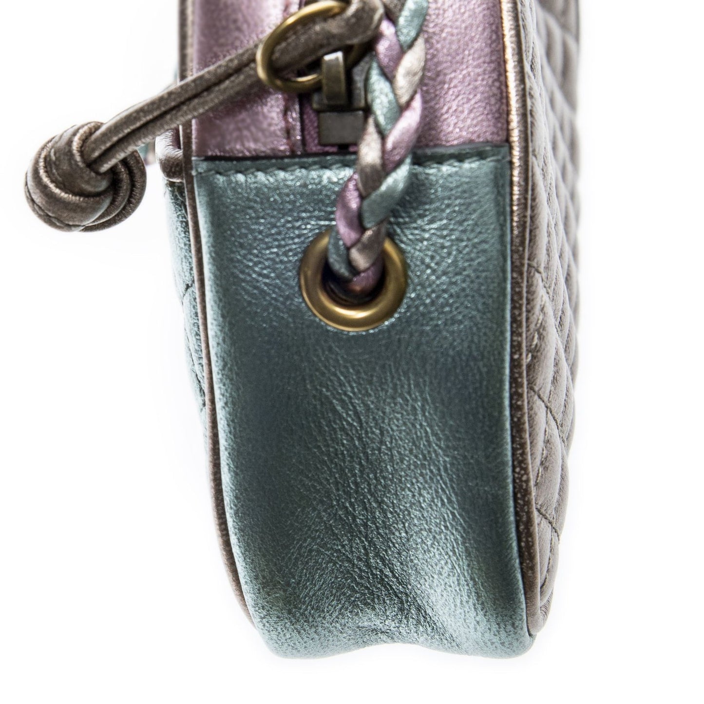 Gucci Trapuntata Mini Camera Crossbody Light Pink Light Blue Matelasse Metallic — view 7