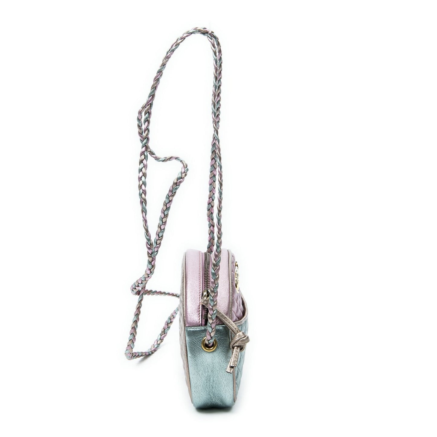 Gucci Trapuntata Mini Camera Crossbody Light Pink Light Blue Matelasse Metallic — view 4