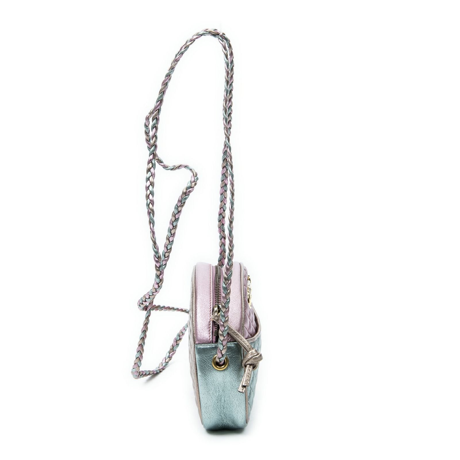 Gucci Trapuntata Mini Camera Crossbody Light Pink Light Blue Matelasse Metallic — view 4