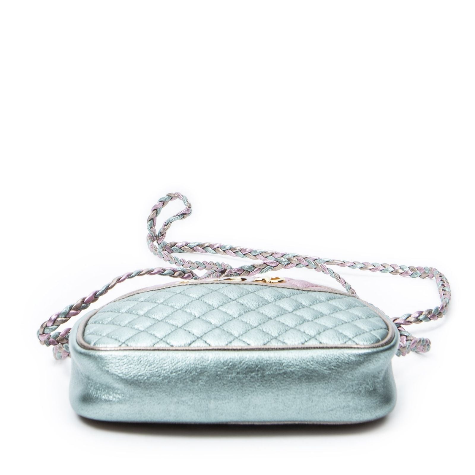 Gucci Trapuntata Mini Camera Crossbody Light Pink Light Blue Matelasse Metallic — view 6