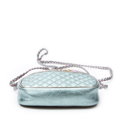 Gucci Trapuntata Mini Camera Crossbody Light Pink Light Blue Matelasse Metallic — view 6
