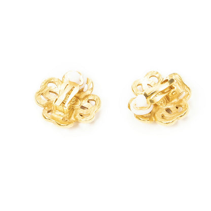 Chanel CC Logo Clip Type Earrings Gold Plated — view 2
