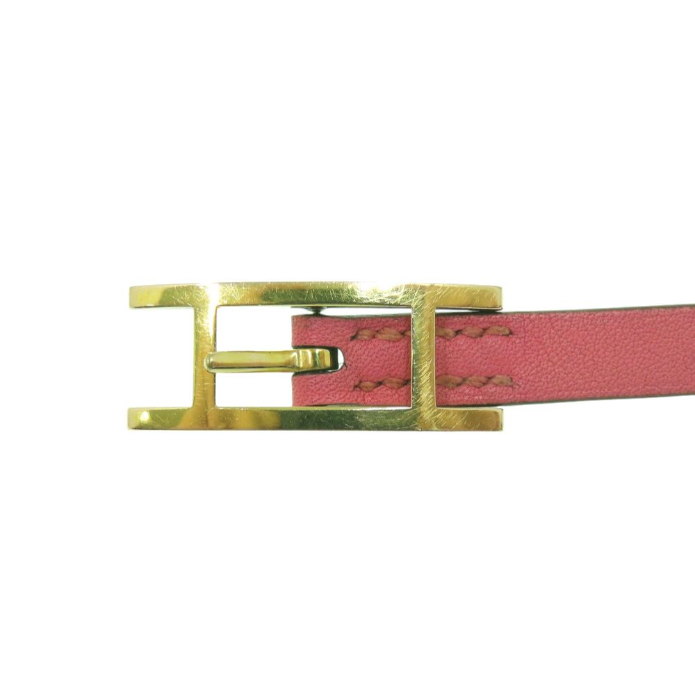 Hermes Behapi Double Tour Veau Swift Rose Azalea Orange Poppy Pink 2 Bracelet — view 4
