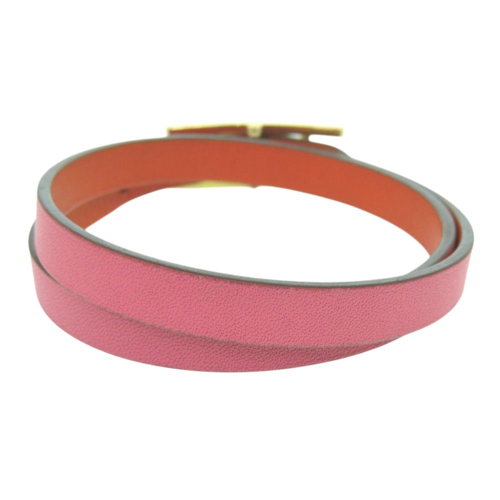 Hermes Behapi Double Tour Veau Swift Rose Azalea Orange Poppy Pink 2 Bracelet — view 3