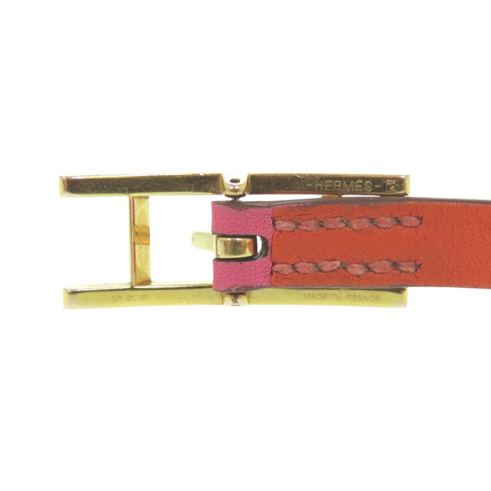 Hermes Behapi Double Tour Veau Swift Rose Azalea Orange Poppy Pink 2 Bracelet — view 5