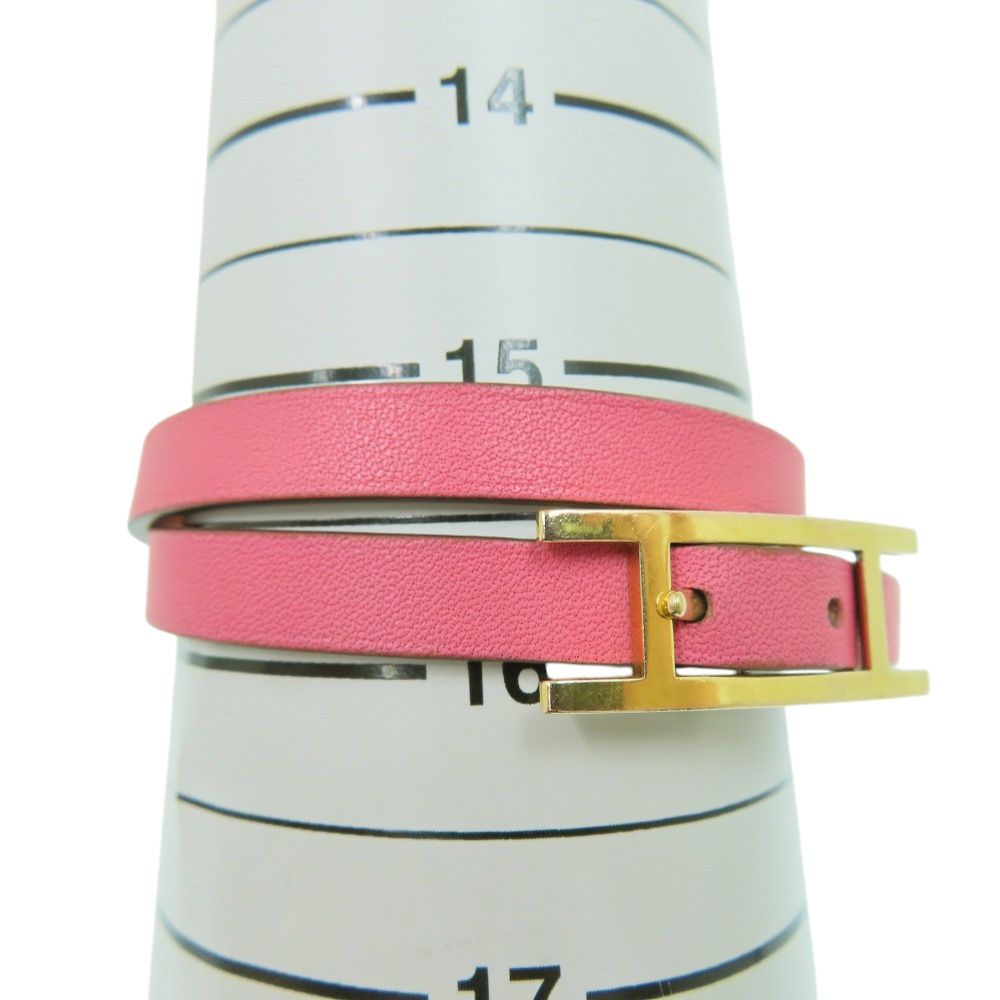 Hermes Behapi Double Tour Veau Swift Rose Azalea Orange Poppy Pink 2 Bracelet — view 7