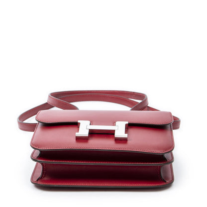 Hermes Mini Constance Bag Rouge Viftade Lacto Leather — view 6