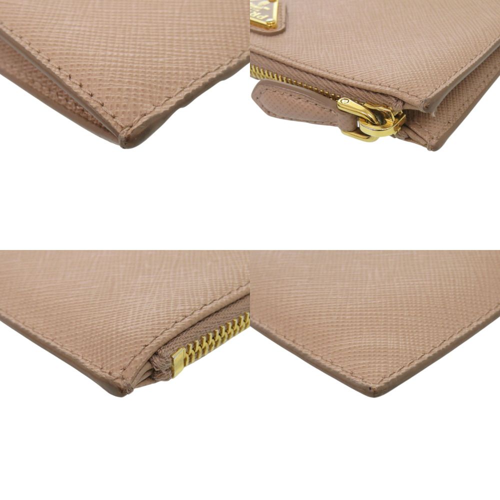 Prada Saffiano Triangle Leather Beige Fragment Case Wallet — view 3