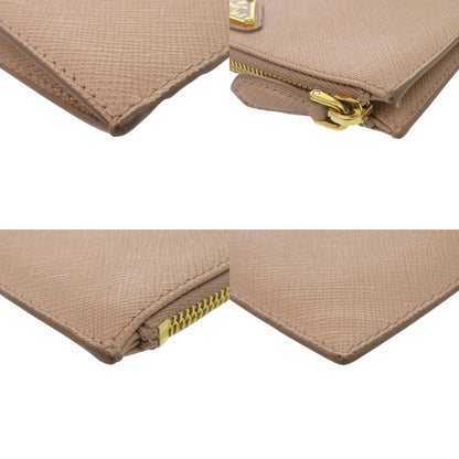 Prada Saffiano Triangle Leather Beige Fragment Case Wallet — view 3