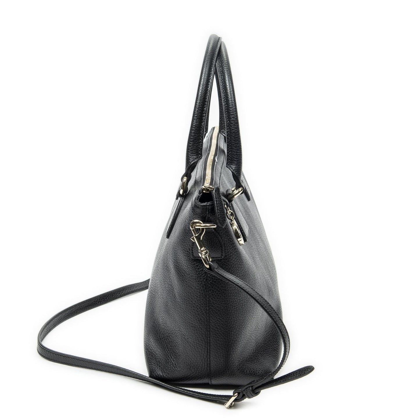 Gucci Large GG Charm Zip Tote Black Gray Calfskin Leather — view 4