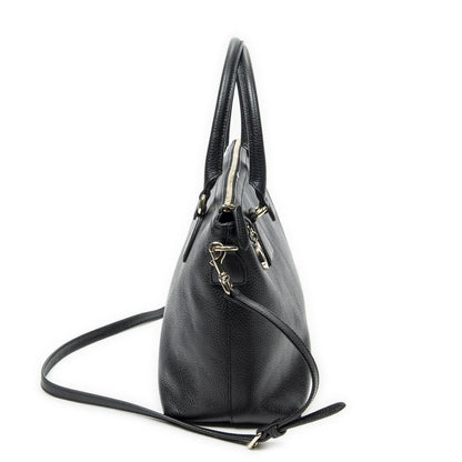 Gucci Large GG Charm Zip Tote Black Gray Calfskin Leather — view 4