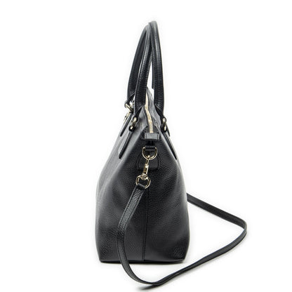 Gucci Large GG Charm Zip Tote Black Gray Calfskin Leather — view 3