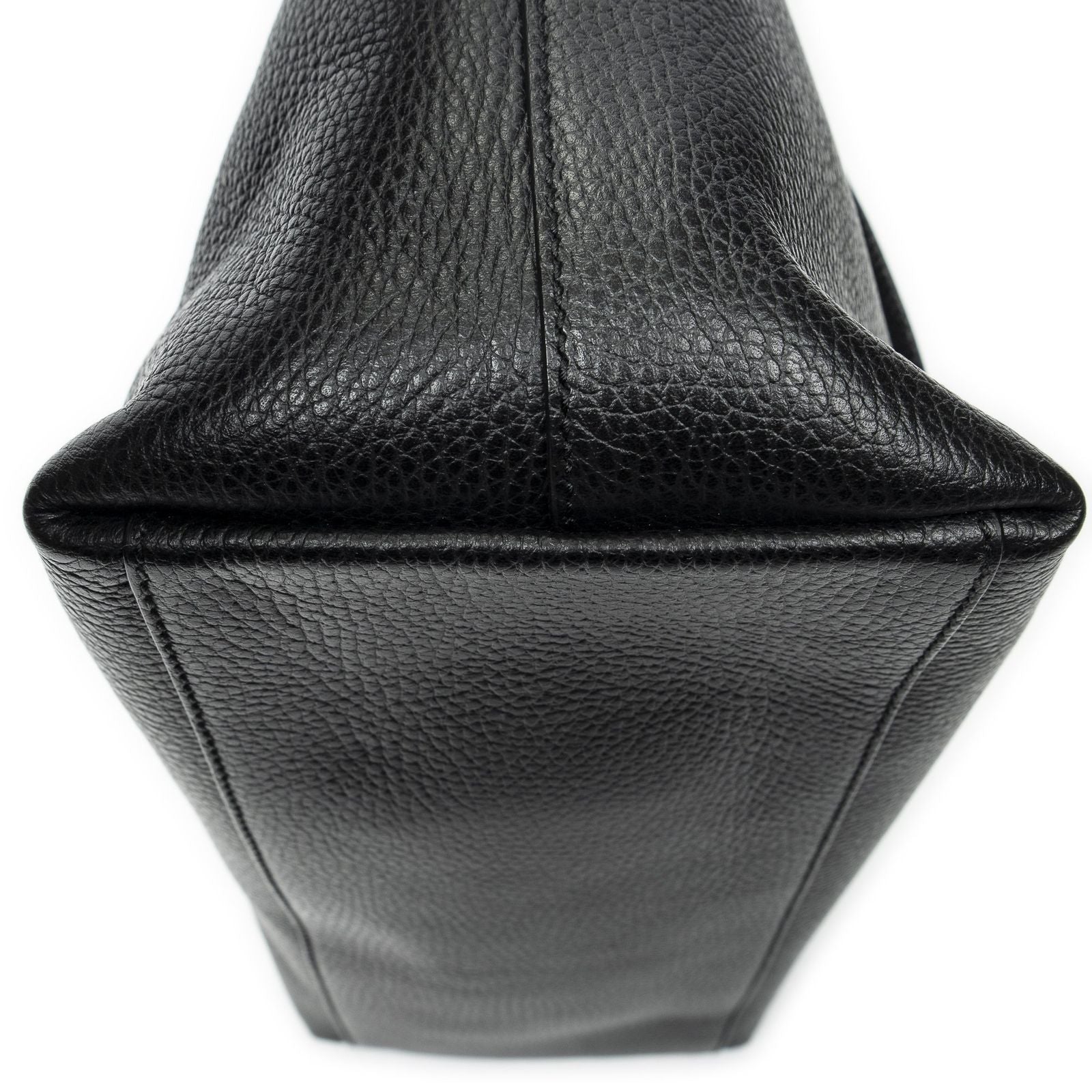 Gucci Large GG Charm Zip Tote Black Gray Calfskin Leather — view 7