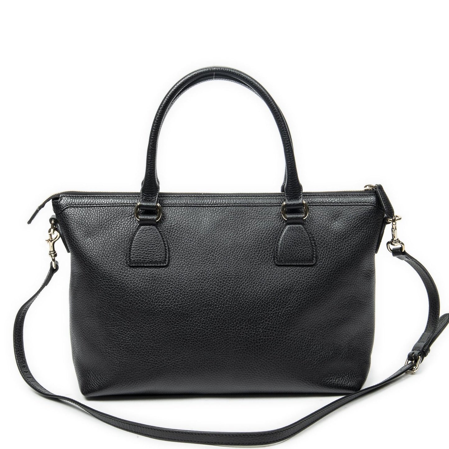 Gucci Large GG Charm Zip Tote Black Gray Calfskin Leather — view 5