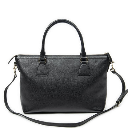 Gucci Large GG Charm Zip Tote Black Gray Calfskin Leather — view 5
