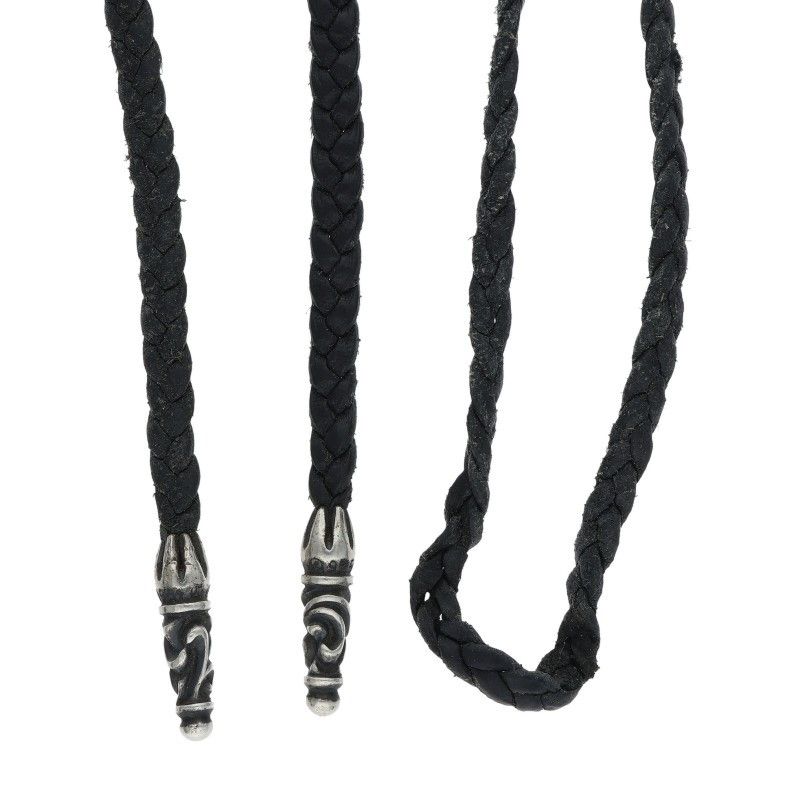Chrome Hearts Leather Braid Scroll Necklace