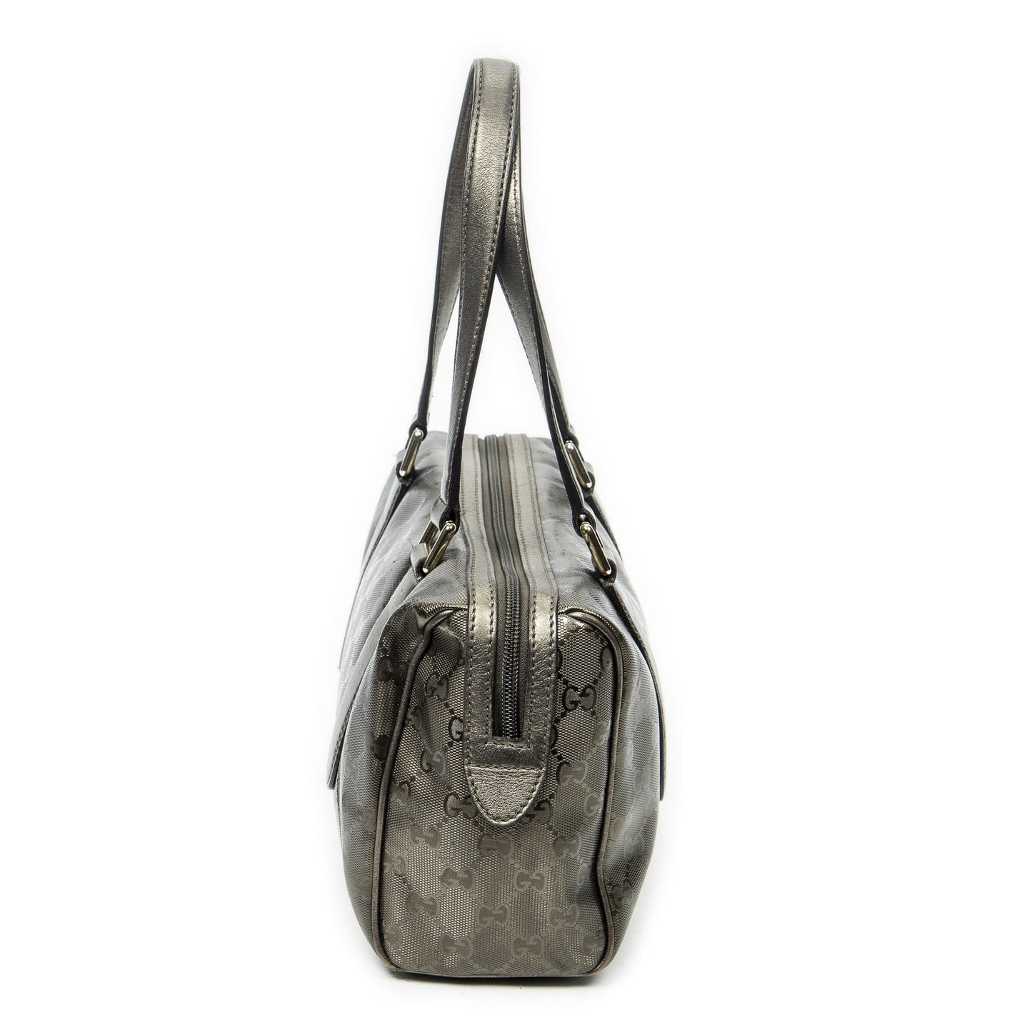 Gucci Small Shoulder Bag Metallic Blanc Zuguccissima Imprint Canvas — view 3