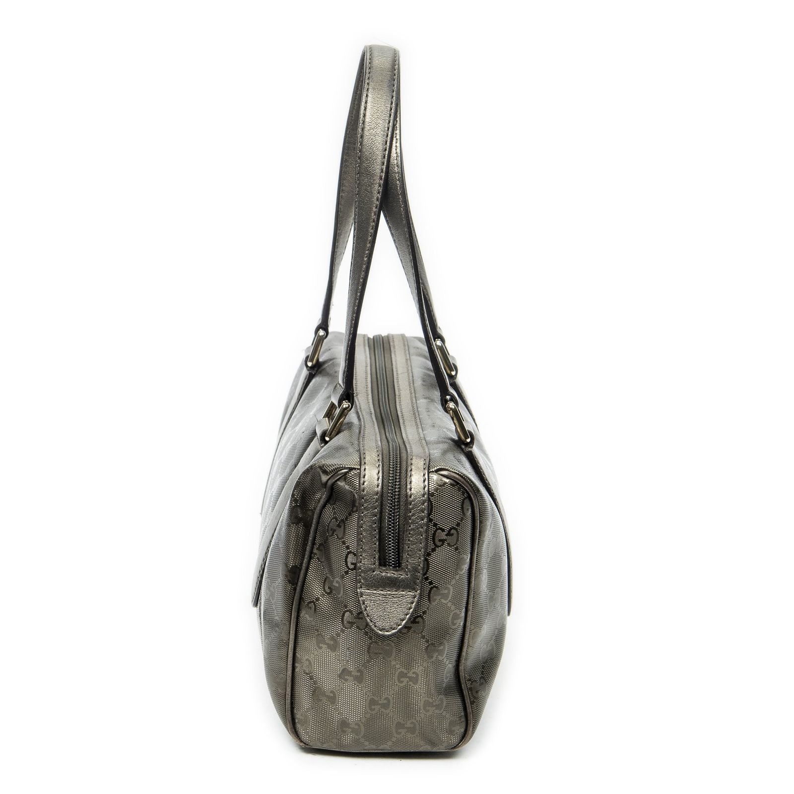 Gucci Small Shoulder Bag Metallic Blanc Zuguccissima Imprint Canvas — view 3