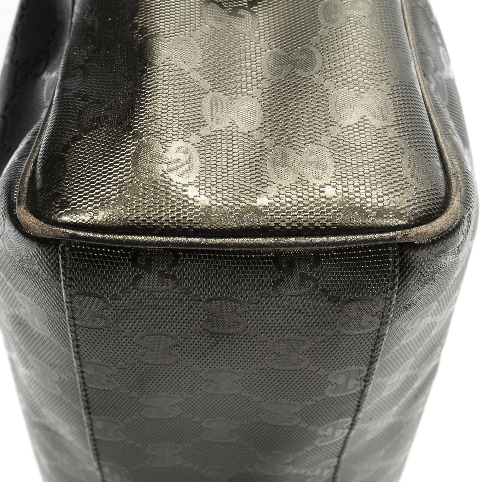 Gucci Small Shoulder Bag Metallic Blanc Zuguccissima Imprint Canvas — view 8