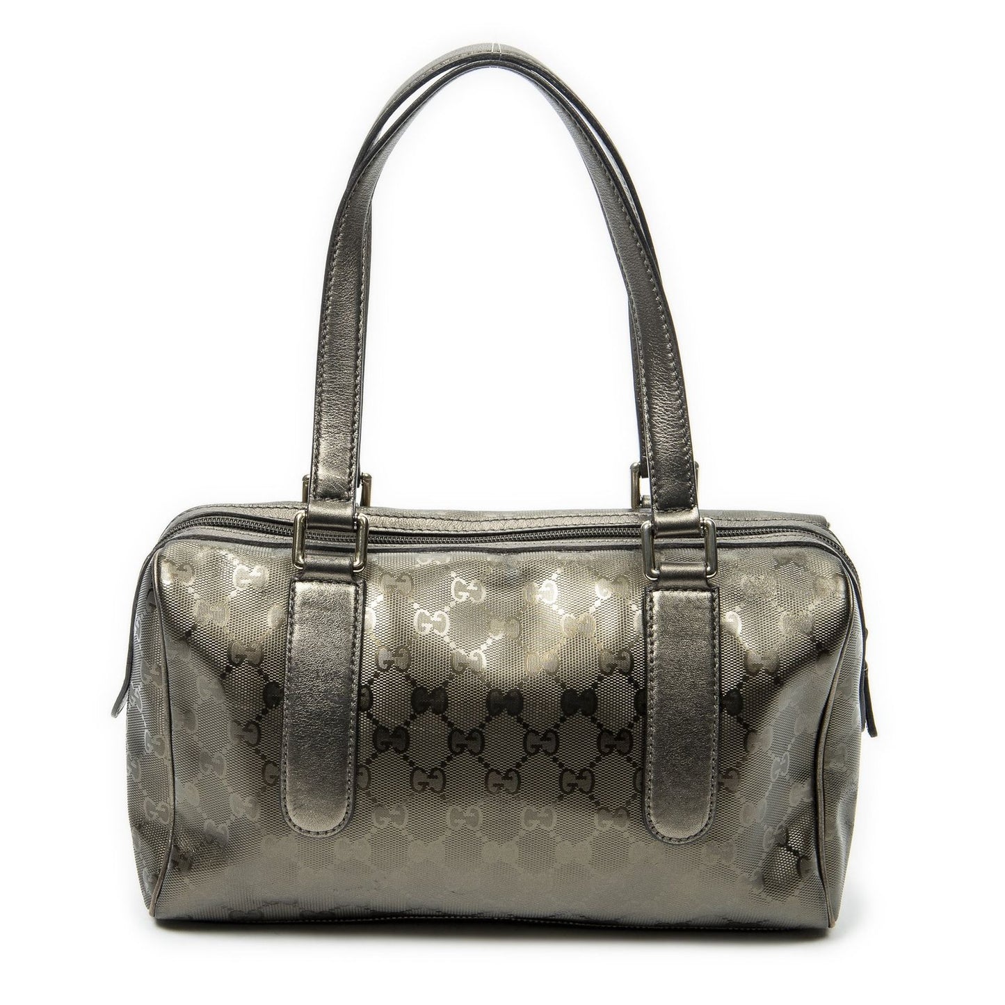 Gucci Small Shoulder Bag Metallic Blanc Zuguccissima Imprint Canvas — view 5