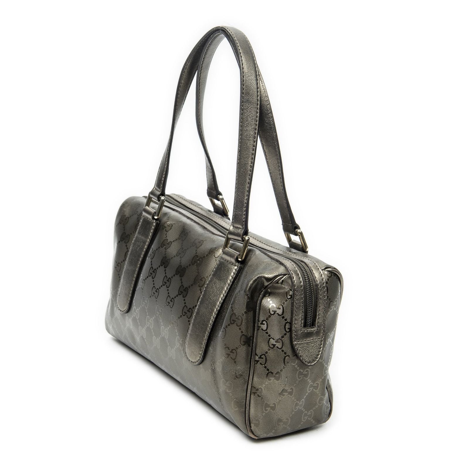 Gucci Small Shoulder Bag Metallic Blanc Zuguccissima Imprint Canvas — view 2