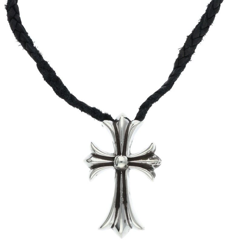 Chrome Hearts CH Crs Sml BC Small CH Cross Boro Chip Silver Necklace