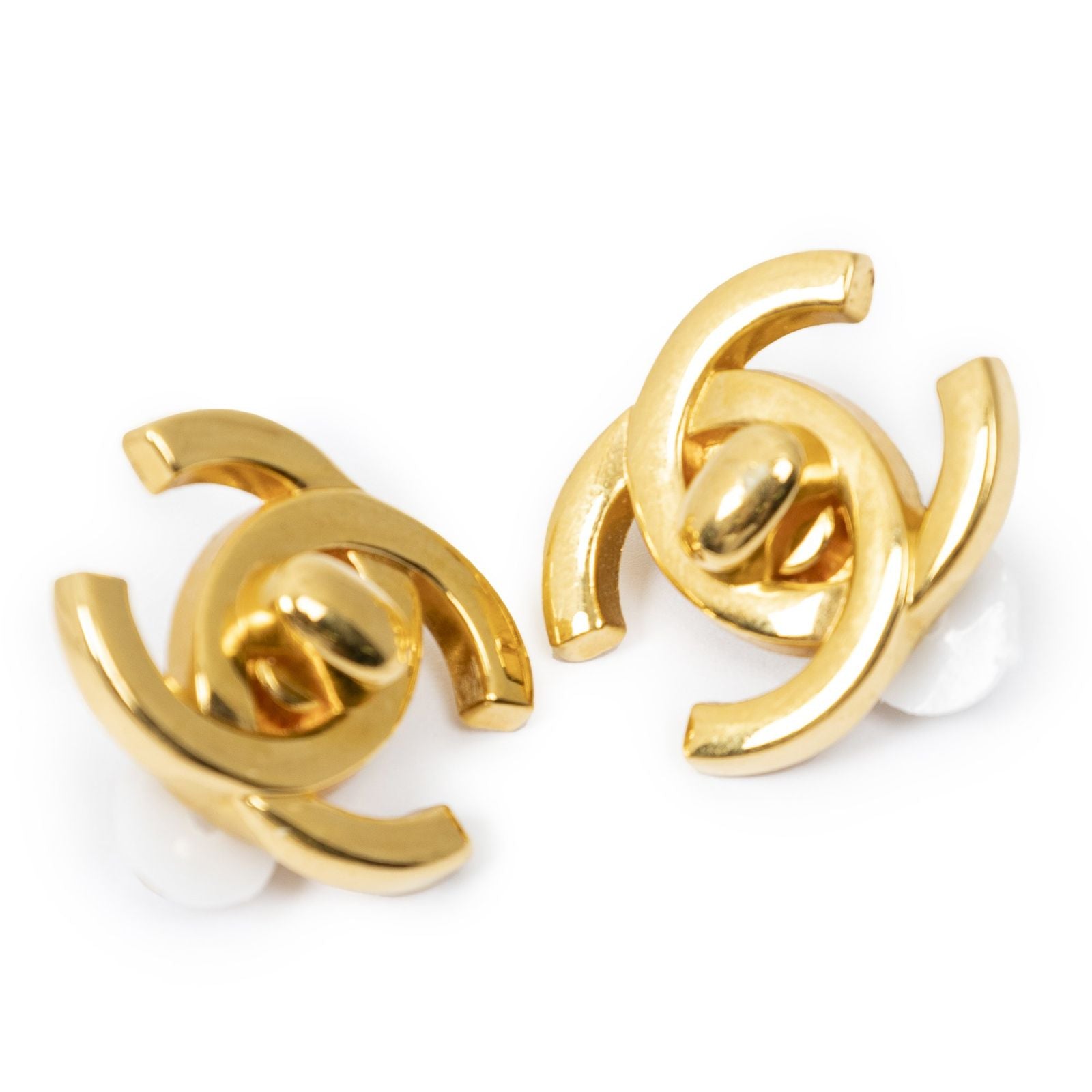 Chanel CC Turnlock Clip on Earrings Gold Plated